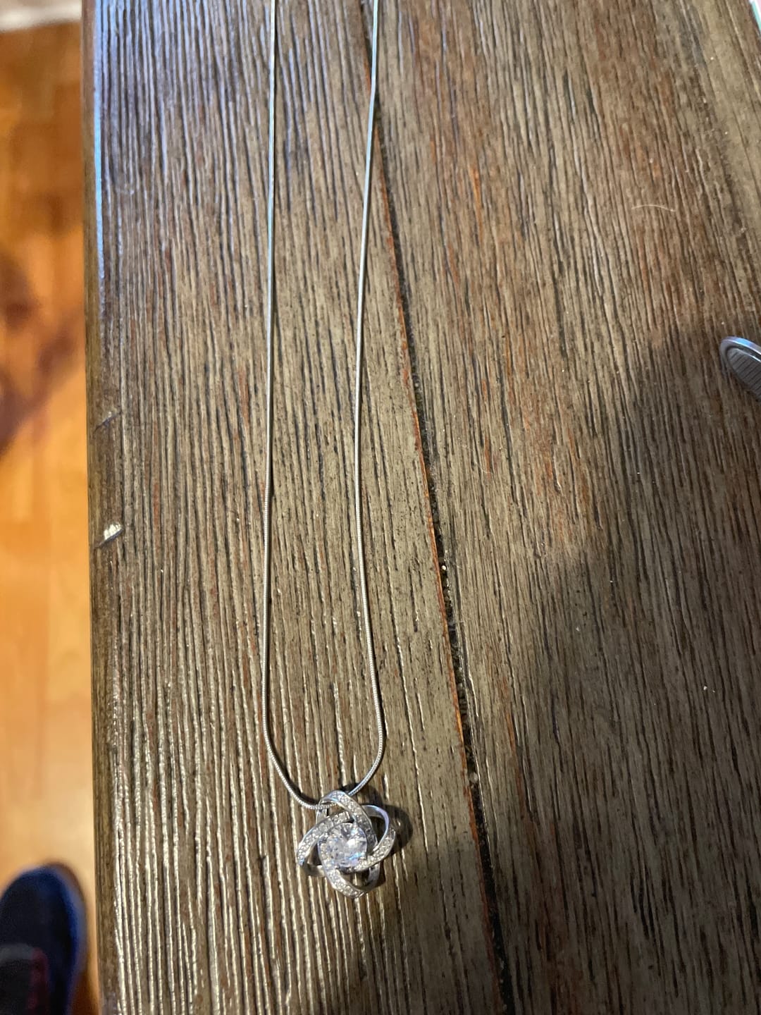 Customer photo review of Celtic Knot™ Pendant — 18K White Gold | Diamond
