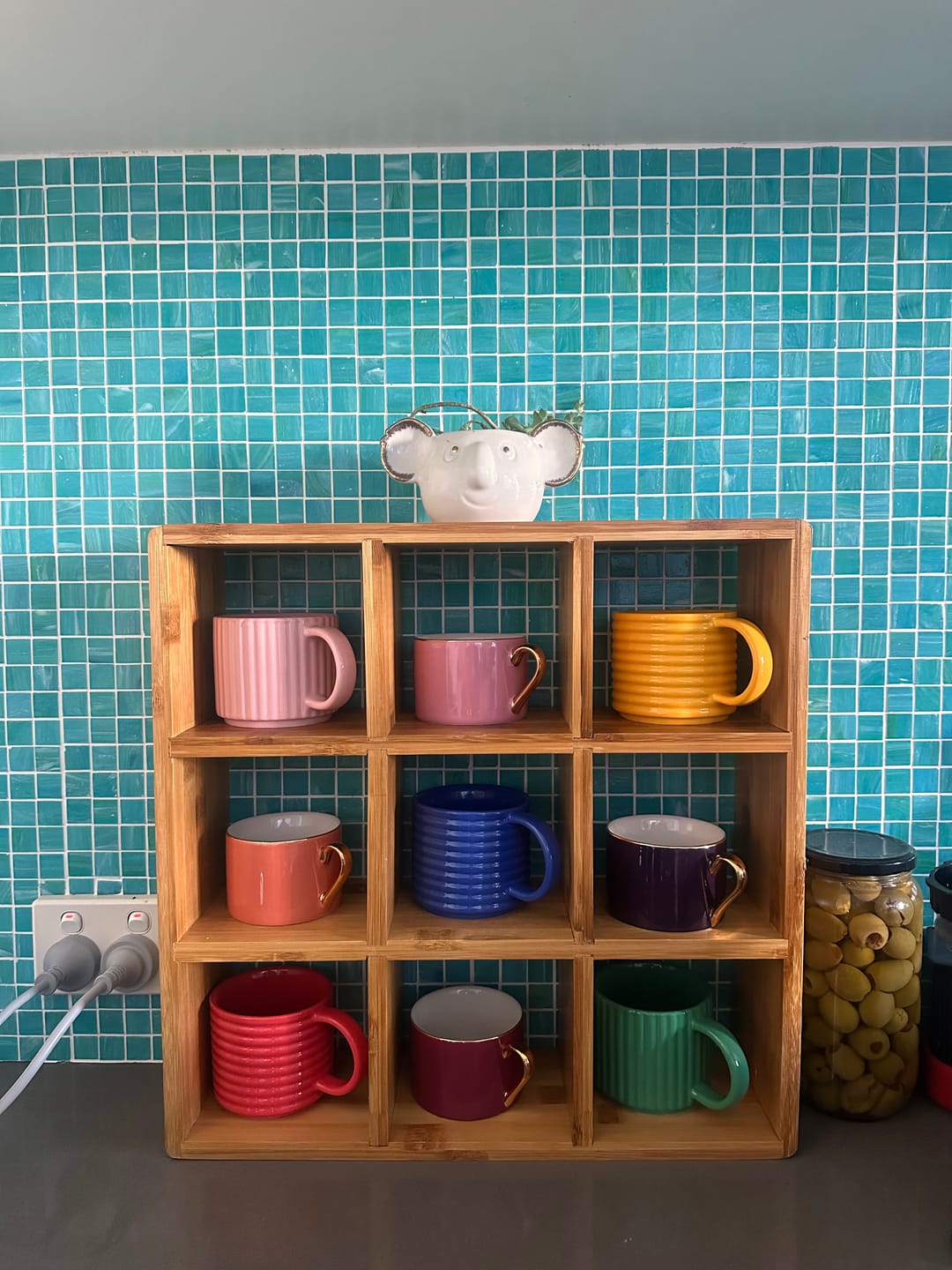 Customer photo review of Coffee Tea Mug Cup Display Shelf (9 Cube)