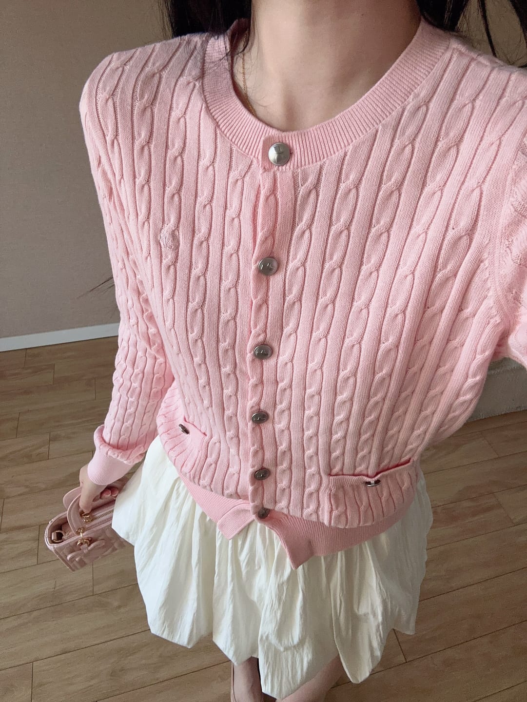 Customer photo review of LILY Bouclé Knit Cardigan