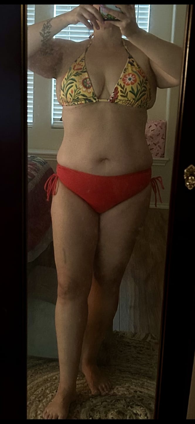 Customer photo review of Las Flores De Verano - String Bikini Top ( Faux Embroidery Print )