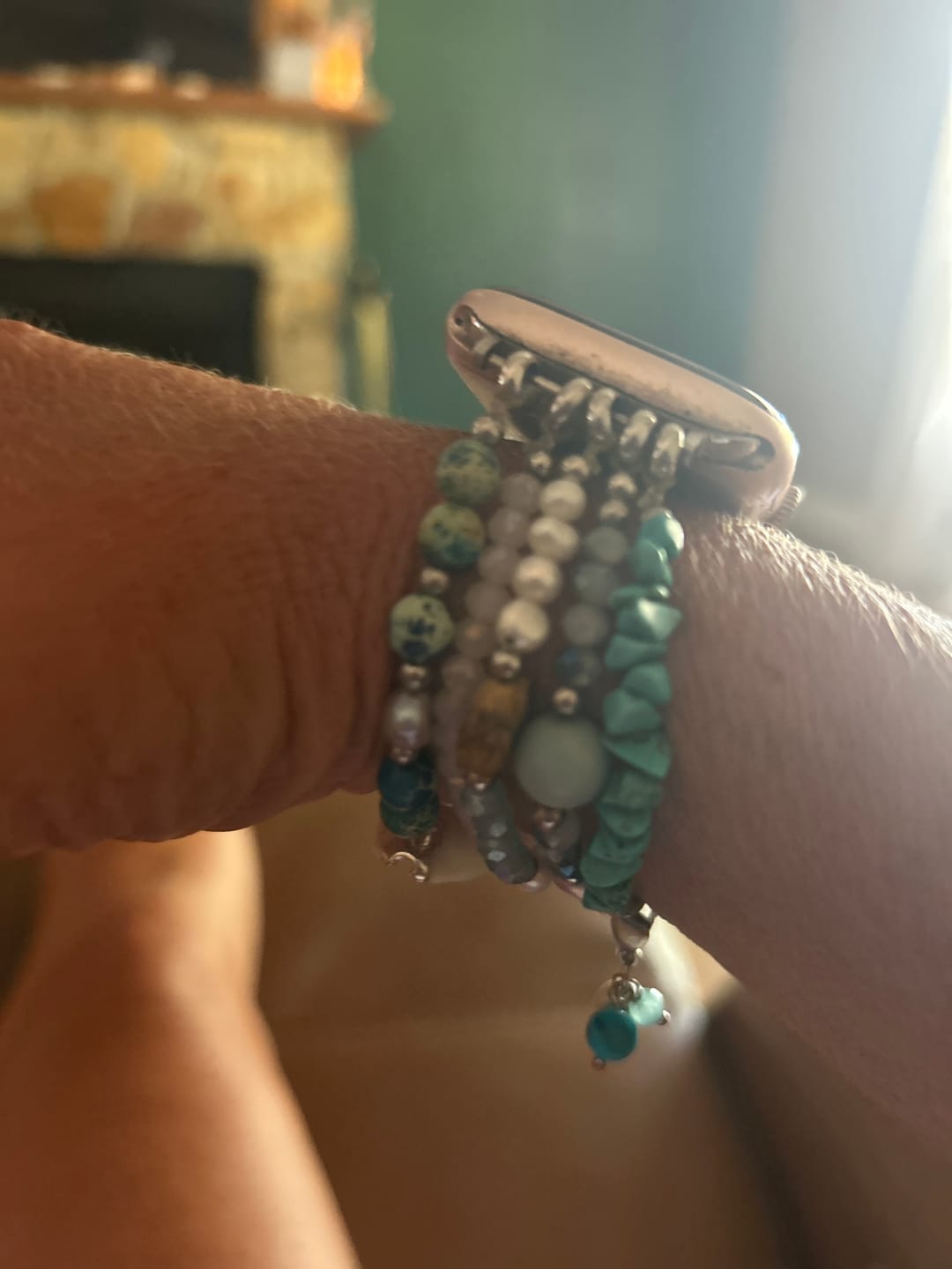 Customer photo review of Turquoise Tide Stretch Apple Watch Strap