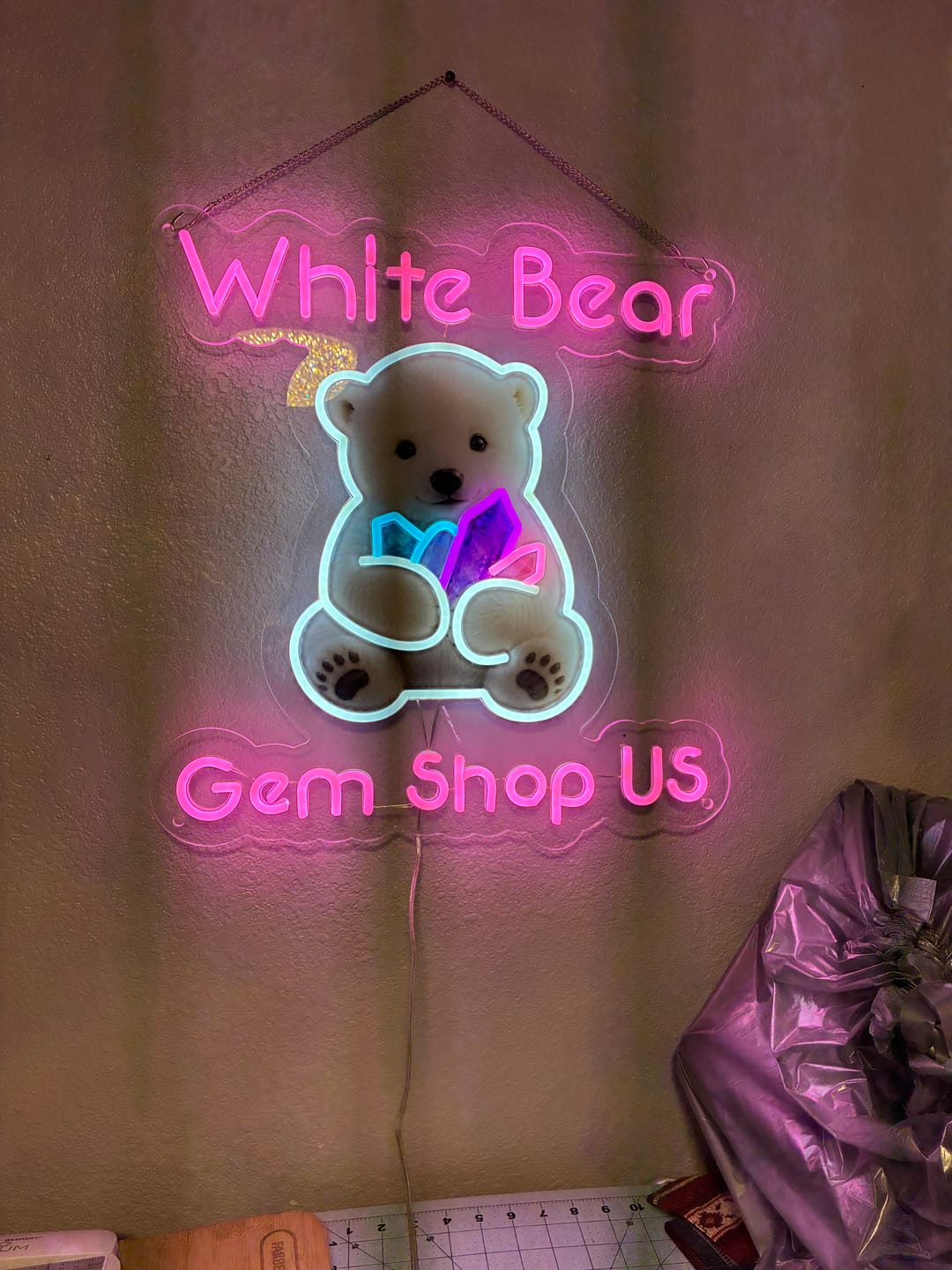 Customer photo review of White Bear Gem Shop US - Premium Neon Artwork