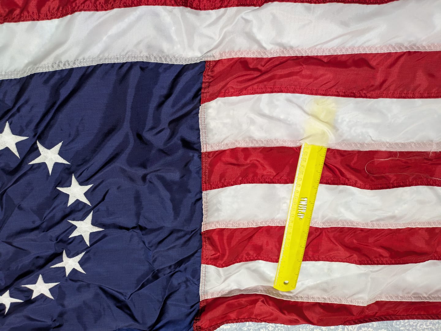 Customer photo review of Betsy Ross Flag - Fully Sewn and Embroidered
