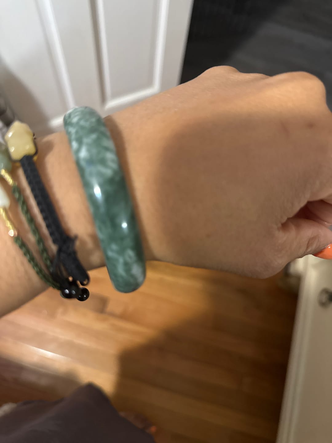 Customer photo review of Certified Natural Grade A Jade Bangle Bracelet – Authentic Green Jadeite Jewelry for Elegance, Balance & Prosperity | Handcrafted Gift for Women