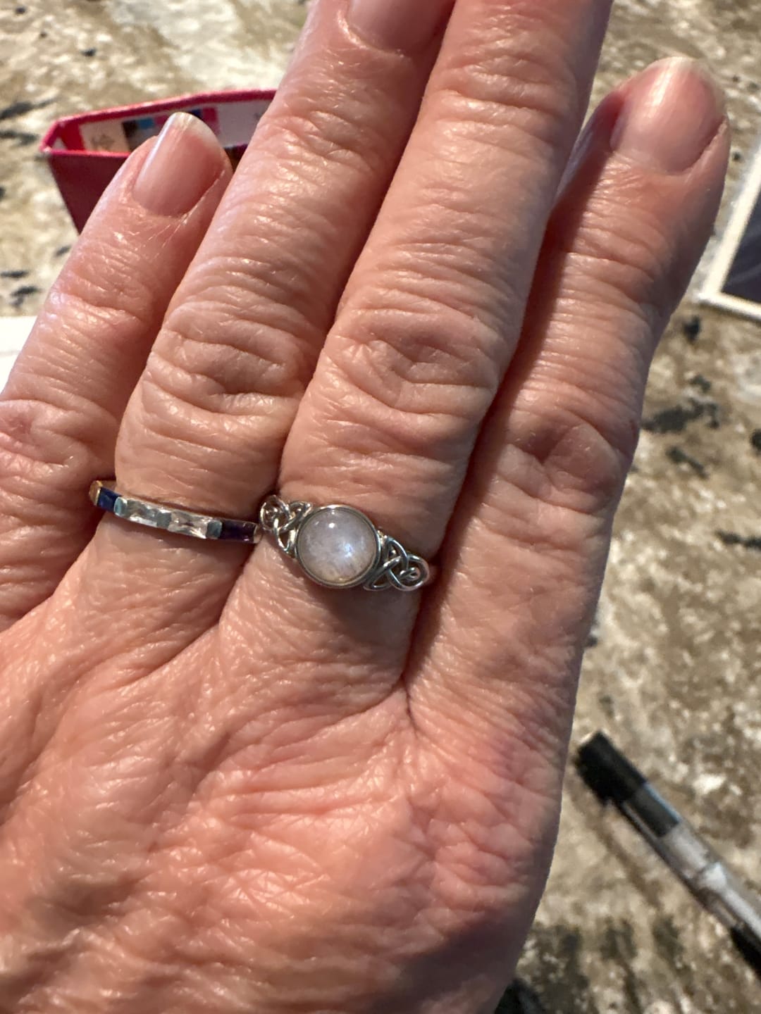 Customer photo review of Celtic Mother™ Ring — 18K White Gold | Moonstone