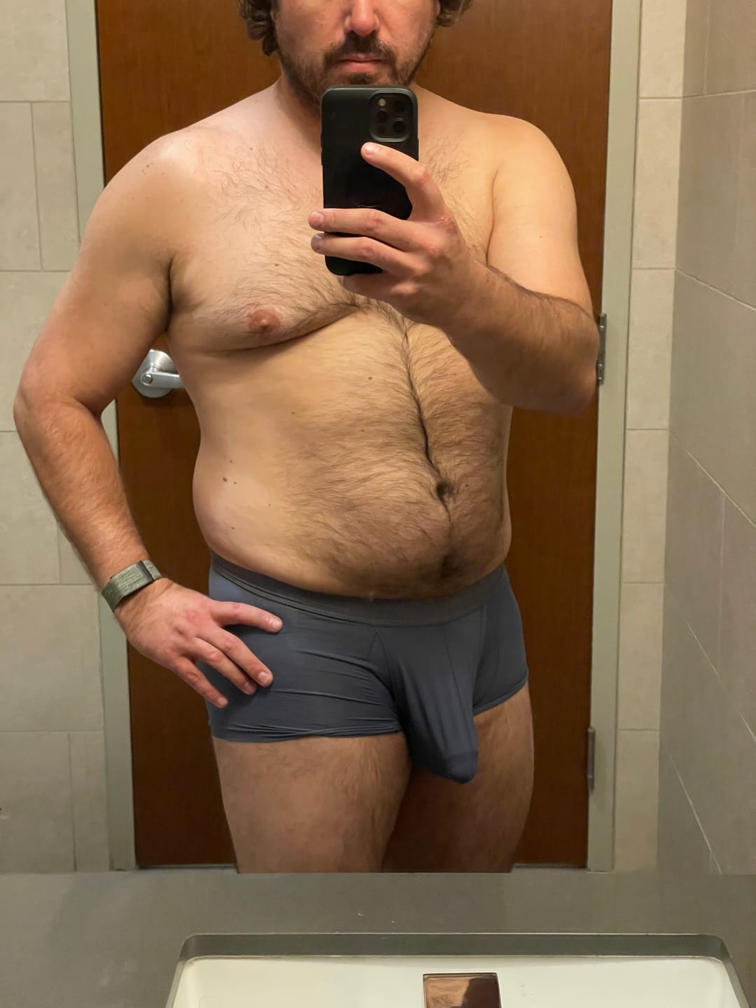 Customer photo review of 2 Pack Men's Ultra-Thin Trunks with Open Fly
