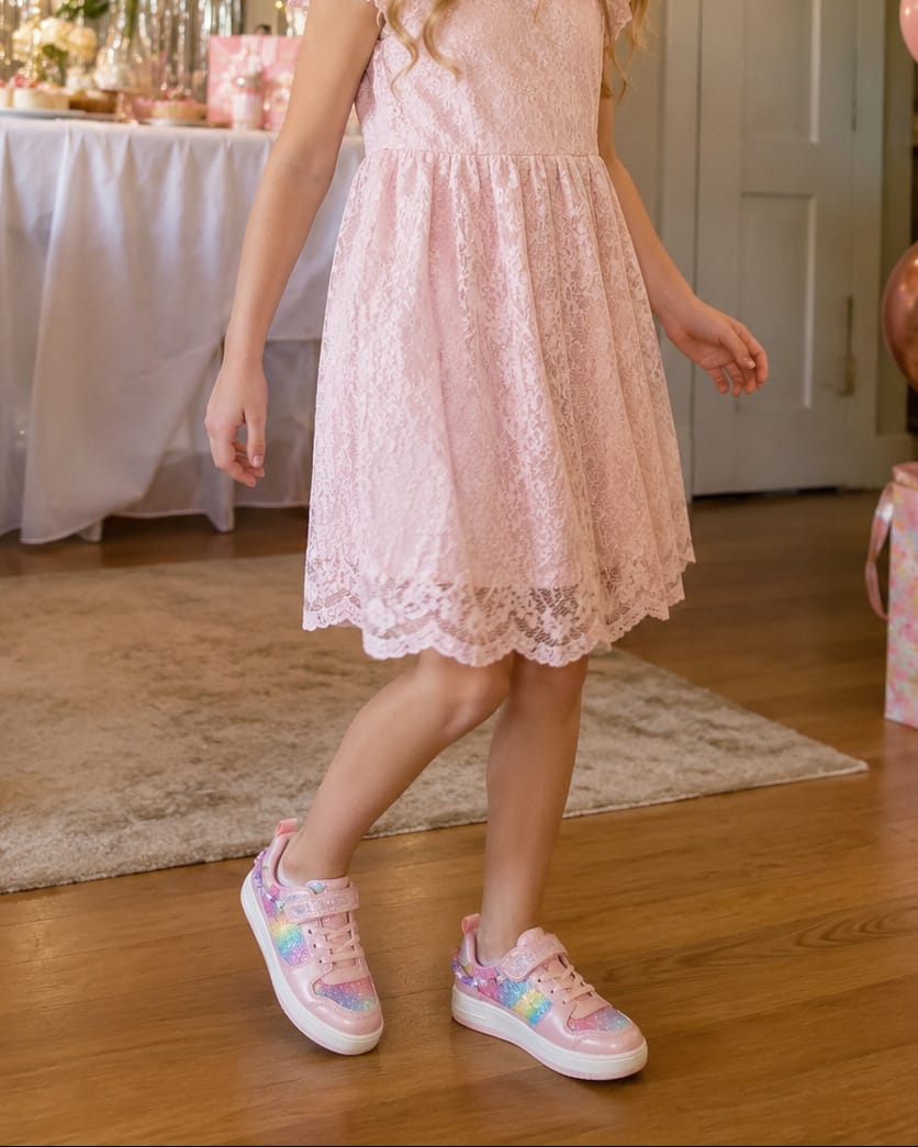 Customer photo review of Lucky Step Kids Glitter Bead Sneakers