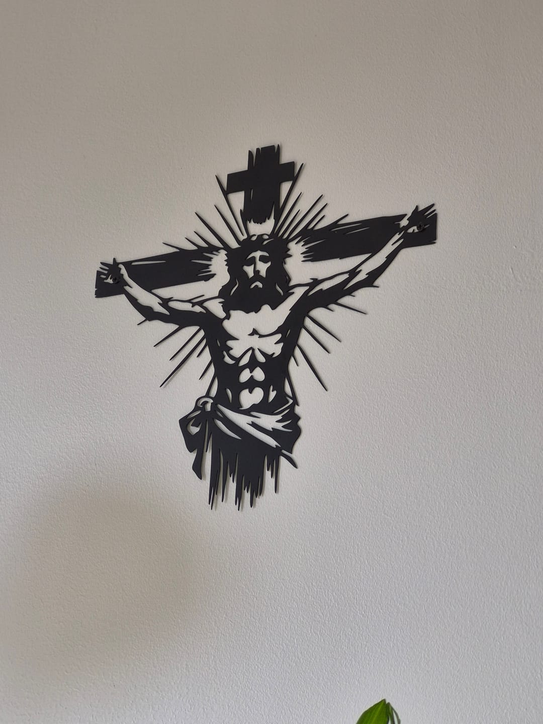 Customer photo review of Christianartworkshop Jesus Crucifixion Metal Wall Decor: Bold Statement of Redemption