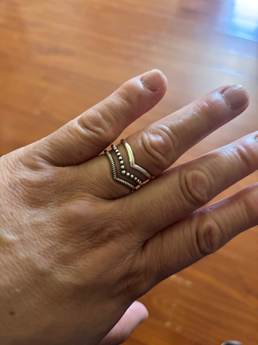 Customer photo review of Triple Chevron Boho Ring Sterling Silver