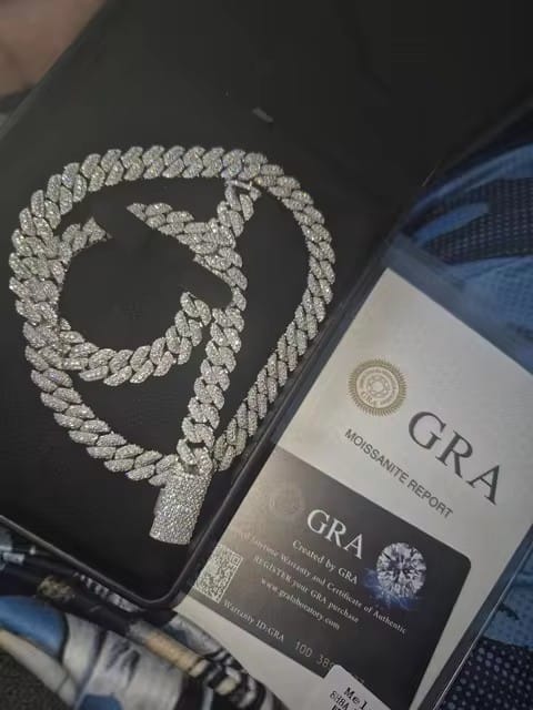 Customer photo review of 13MM 15MM 18MM 20MM VVS Moissanite Three Rows Cuban Chain For Men Iced Out 925 Silver