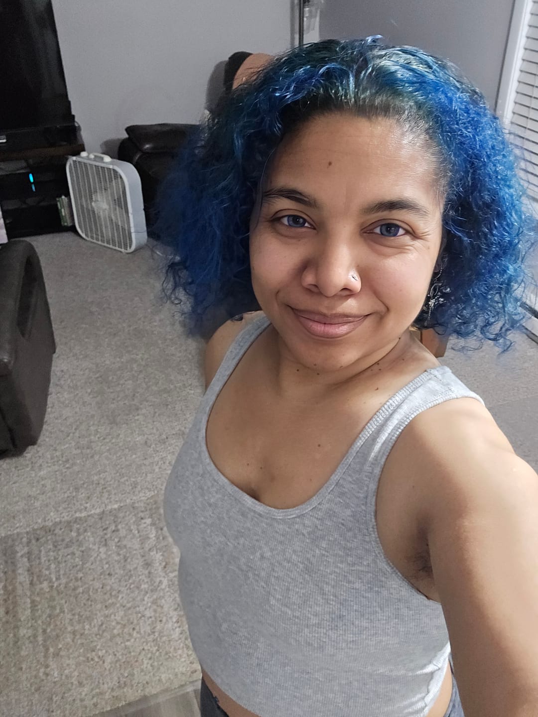 Customer photo review of Yari Blue Prescription Colored Contact Lenses