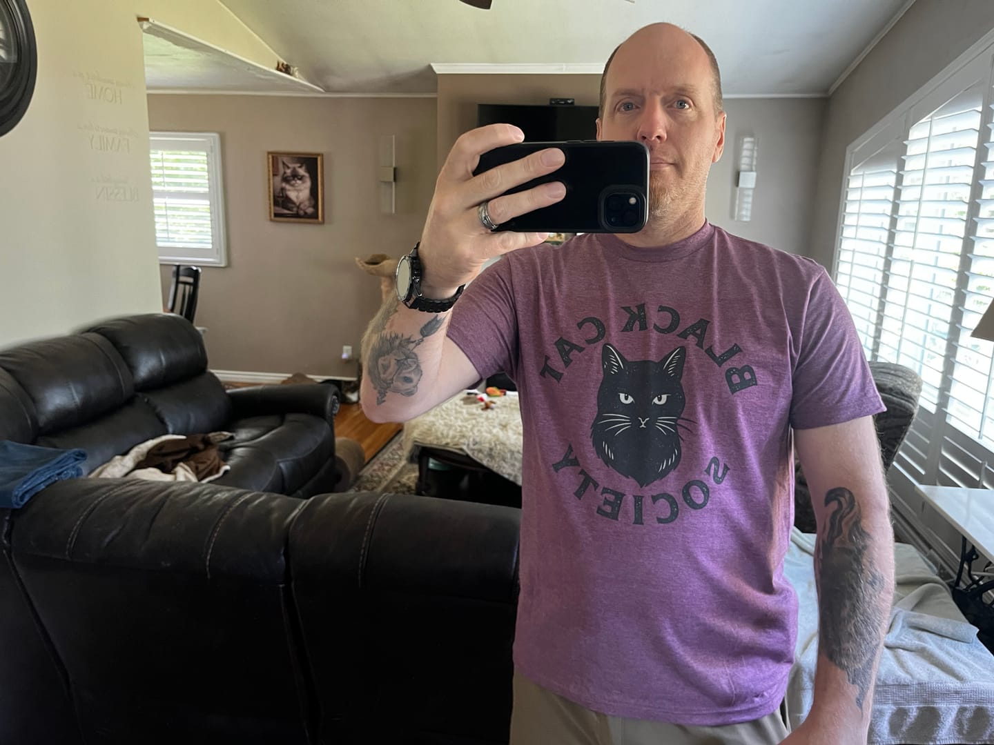 Customer photo review of Black Cat Society Tee