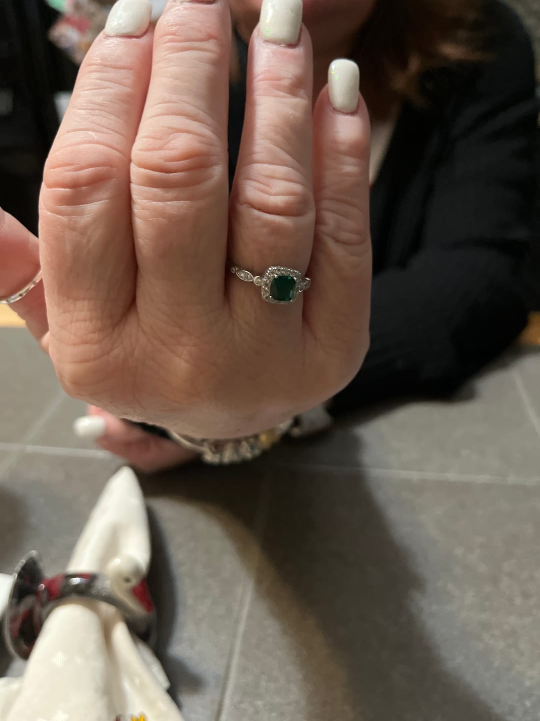 Customer photo review of Enchanted Emerald™ Ring — 18K White Gold | Diamond Accent