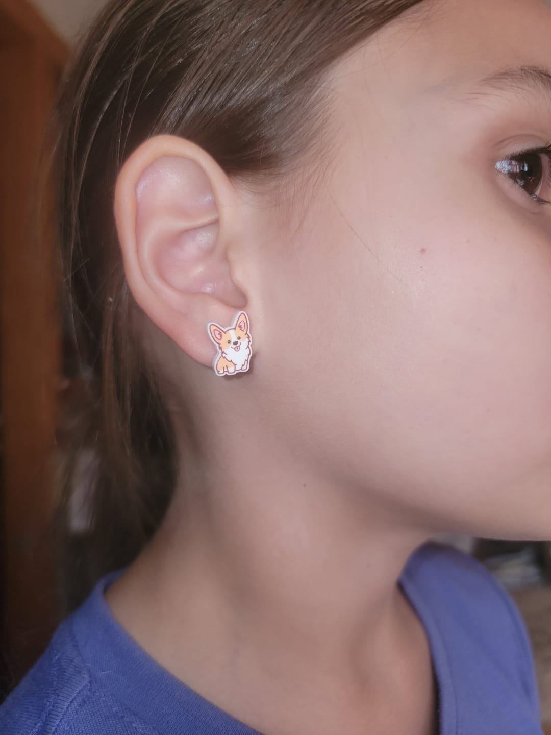 Customer photo review of Corgi Studs Hypoallergenic Earrings for Sensitive Ears with Plastic Posts