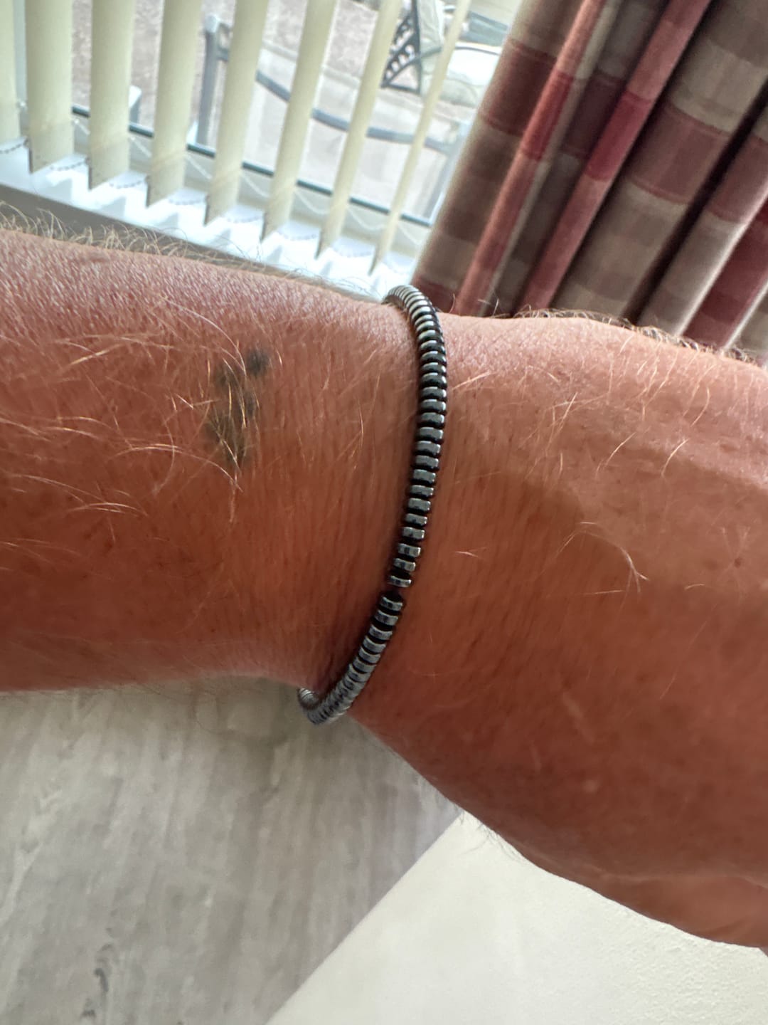Customer photo review of Men's Hematite Stone Bracelet