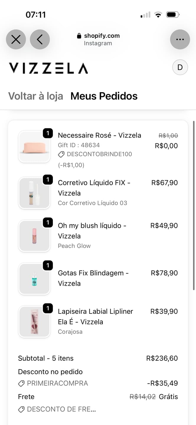Customer photo review of Corretivo Líquido FIX - Vizzela