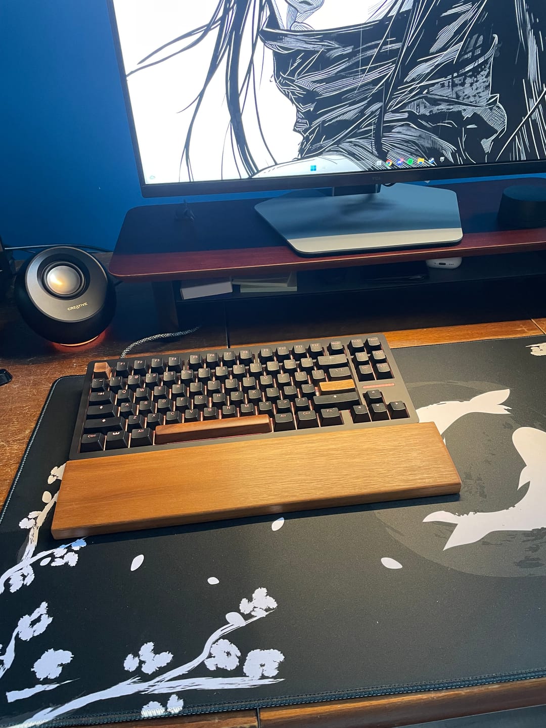 Customer photo review of Black Walnut Wood Keyboard Keycaps