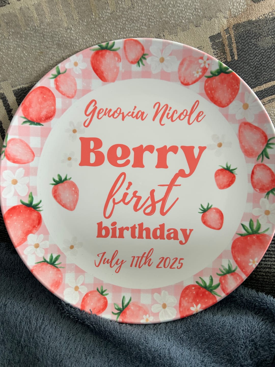 Customer photo review of Berry First Birthday Plate
