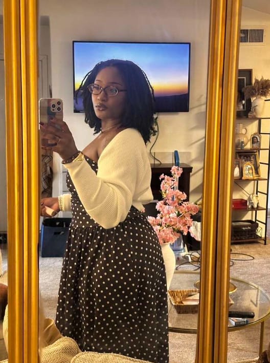Customer photo review of Women's Polka Dot Strapless Maxi Dress Sleeveless A Line Flared Knitted Fabric Casual Dress