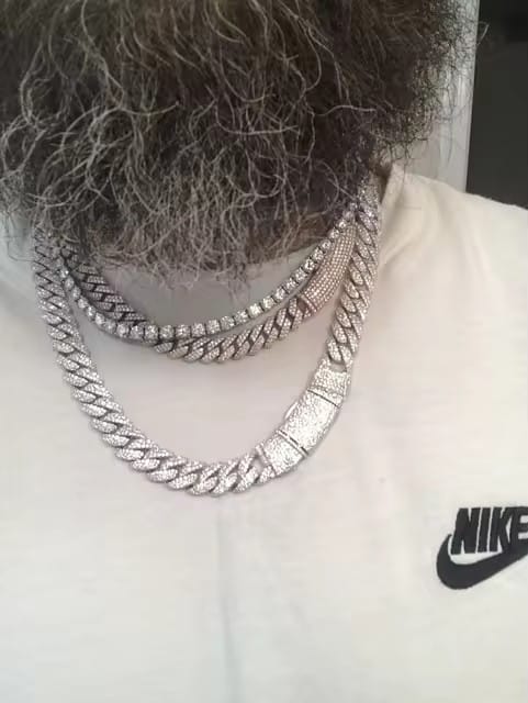 Customer photo review of 12mm Mosaic-Set Diamond Cuban Link Chain 14K Gold
