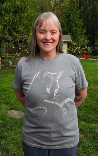 Customer photo review of Bookish Cat T-Shirt