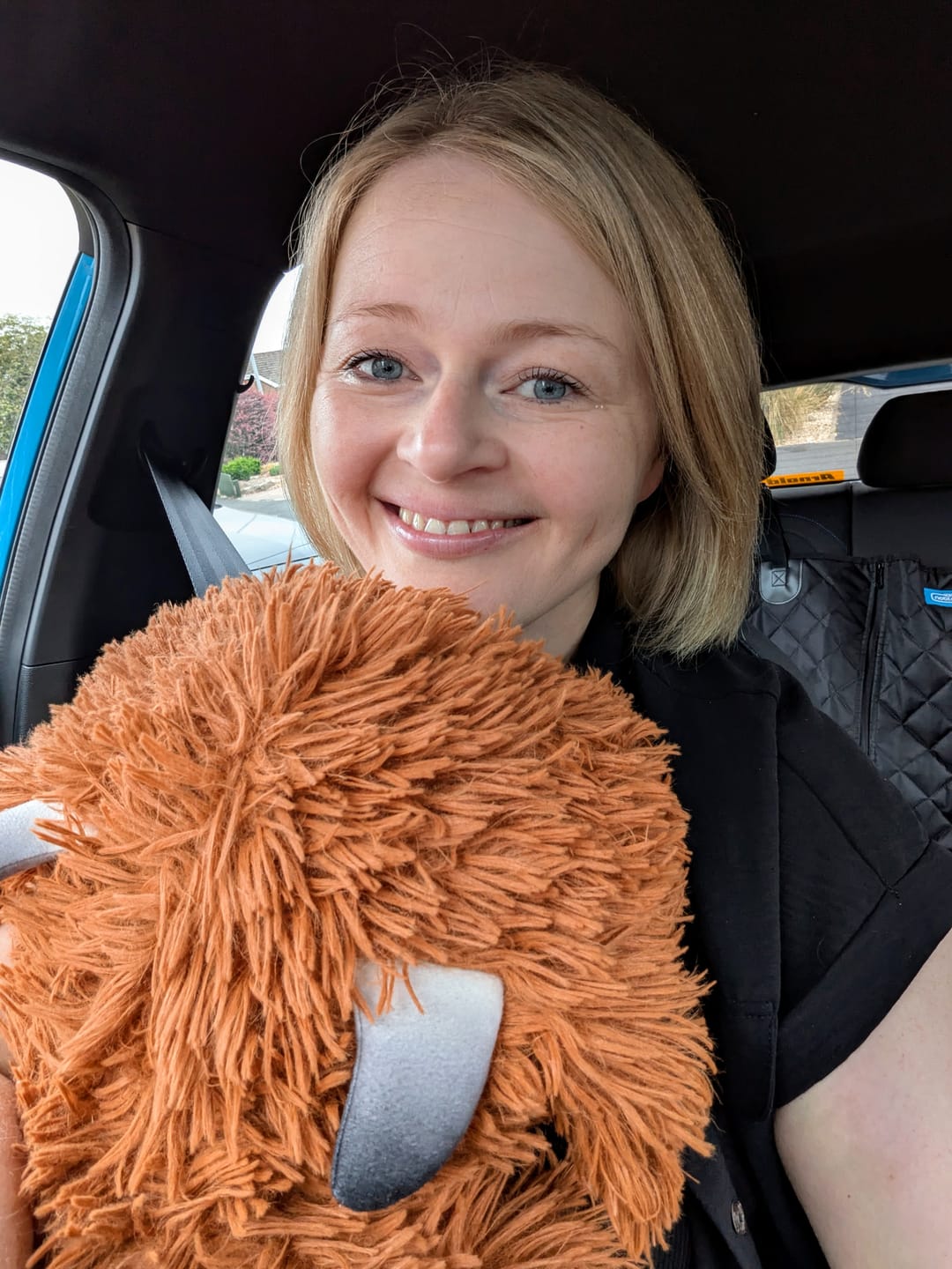 Customer photo review of MeWaii® Lazy Highland Cow Weighted Stuffed Animal