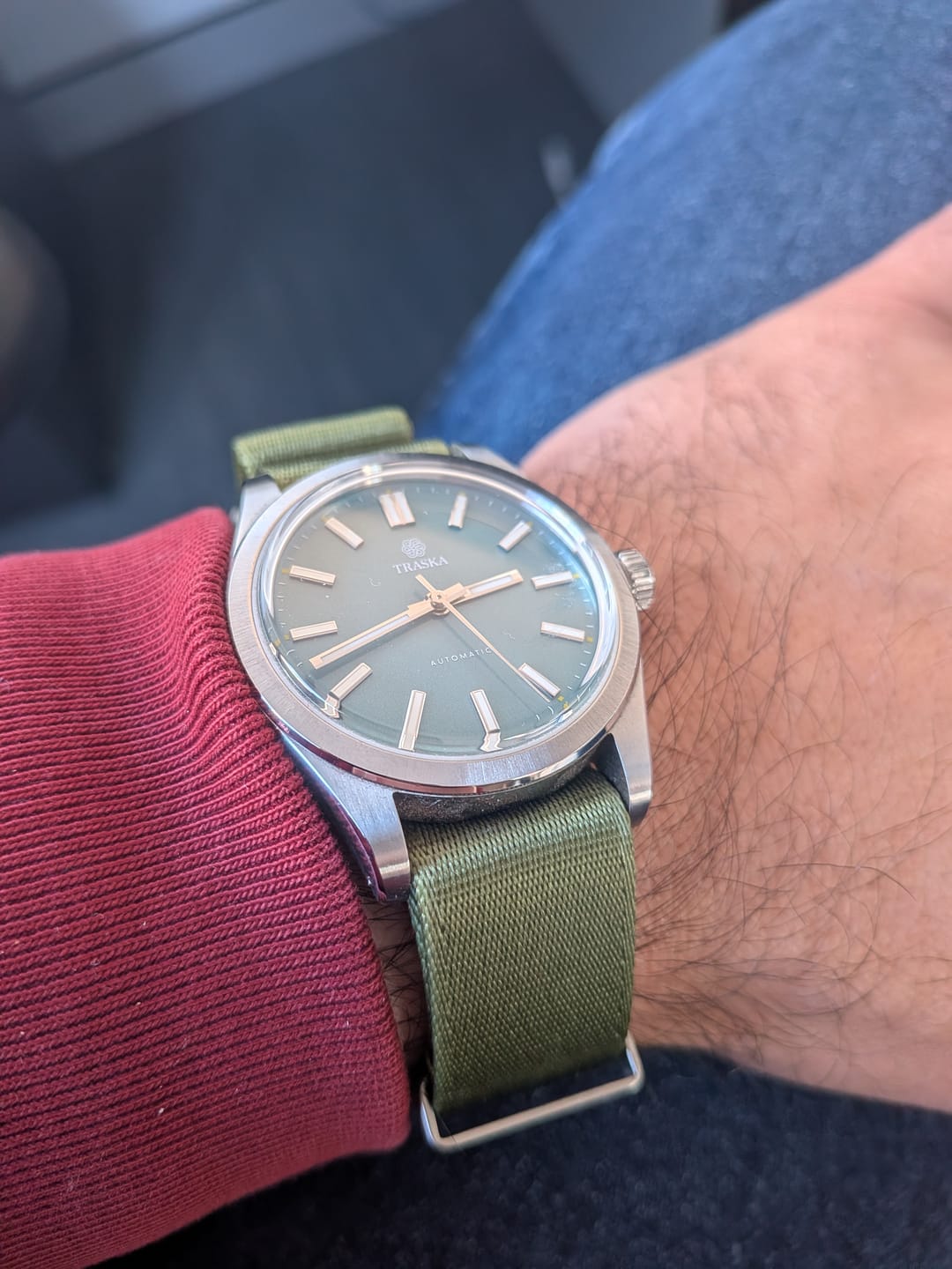 Customer photo review of Olive Green Premium Nylon Watch Strap
