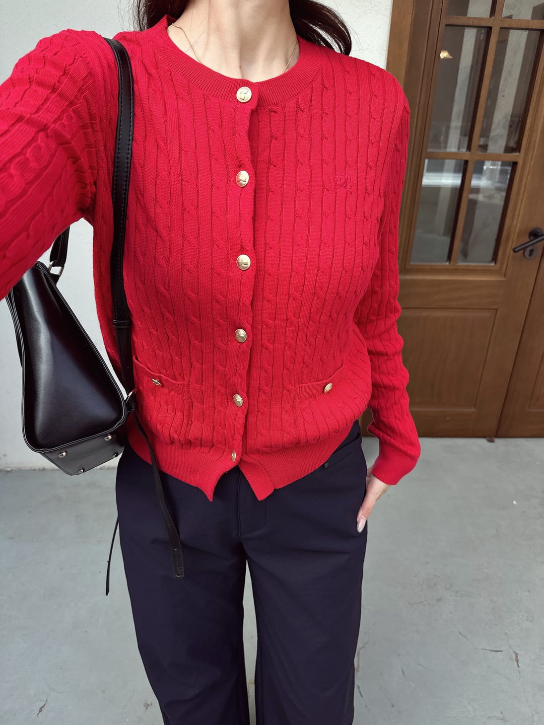 Customer photo review of LILY Bouclé Knit Cardigan