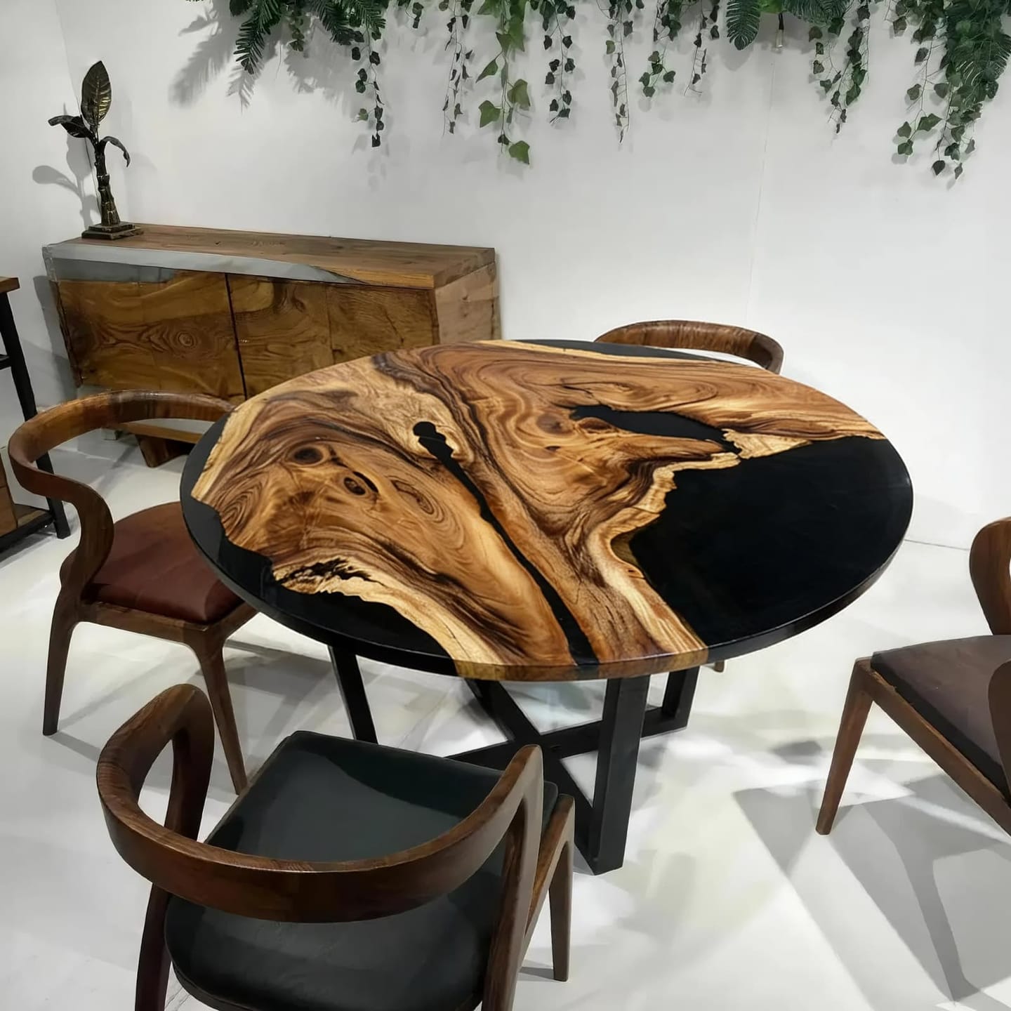 Customer photo review of Chicago Minimalist Round Walnut Black Epoxy River Table CRT-233