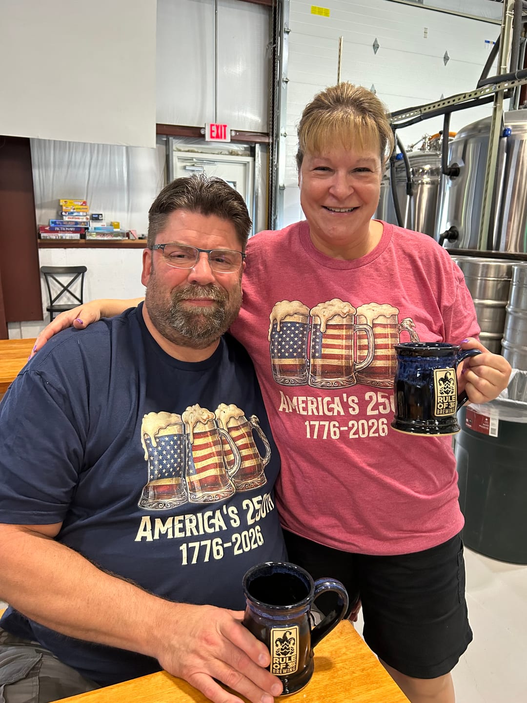 Customer photo review of American Flag Beer Mugs 250th T-Shirt