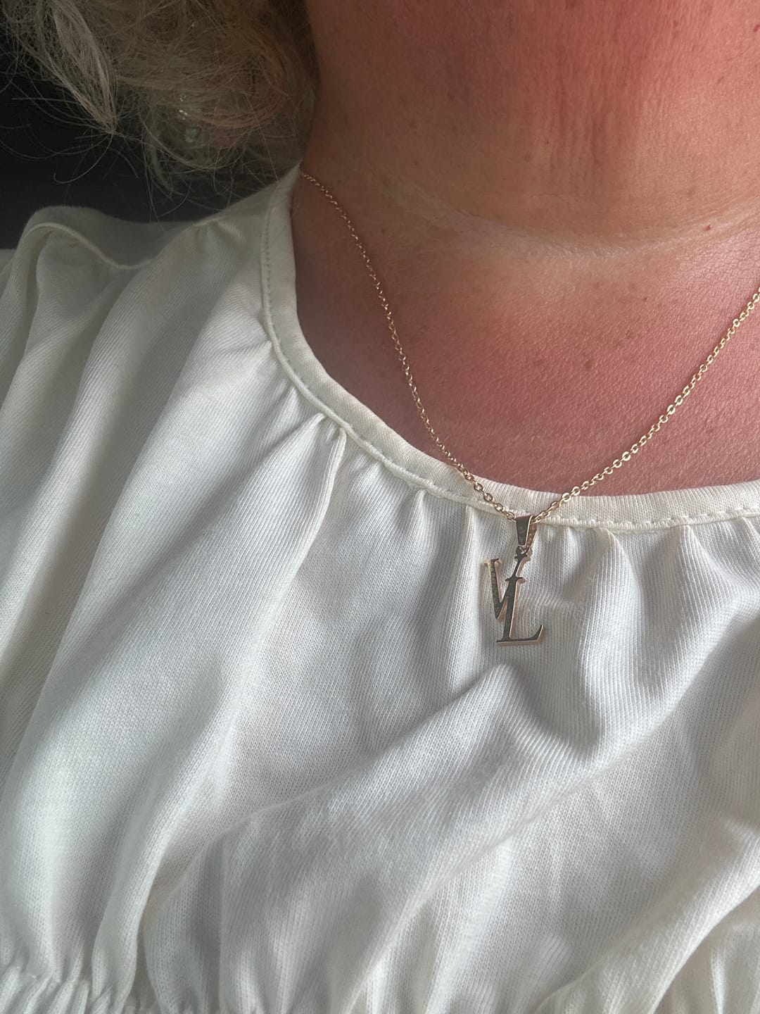 Customer photo review of Personalized Letters Necklace