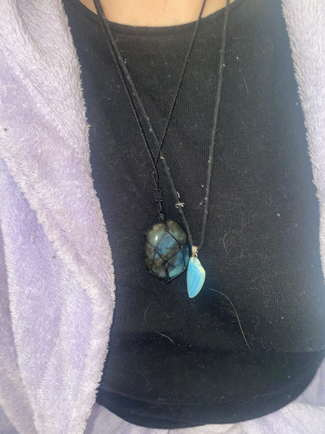 Customer photo review of Dragons Heart Labradorite Necklace
