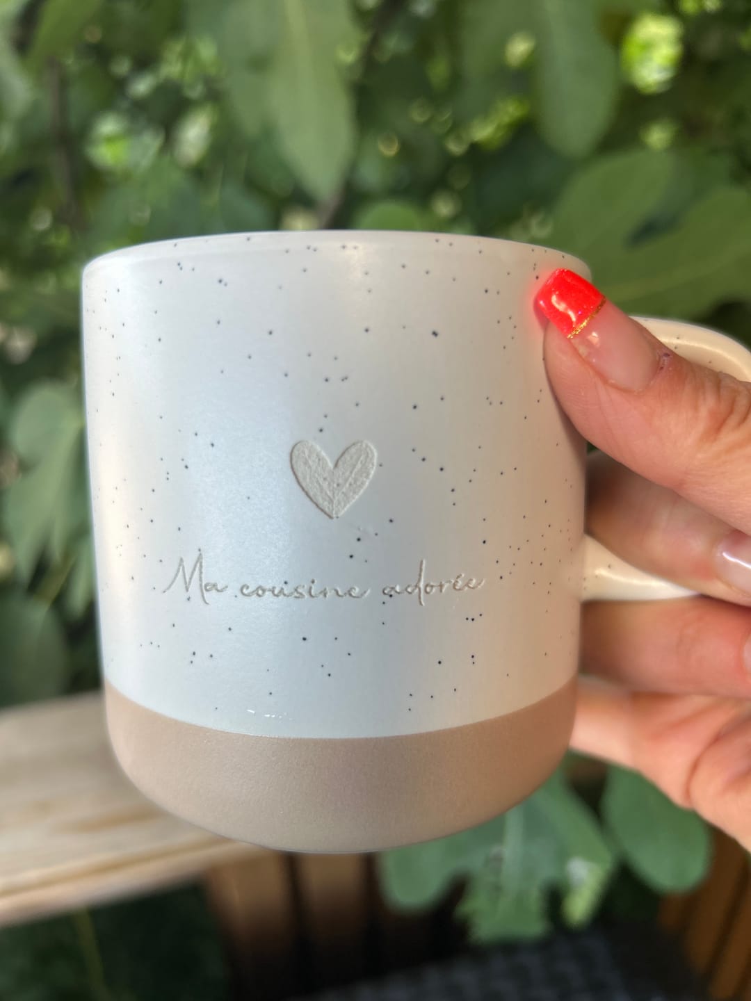 Customer photo review of Ma tasse – Tasse en grès personnalisée avec gravure élégante