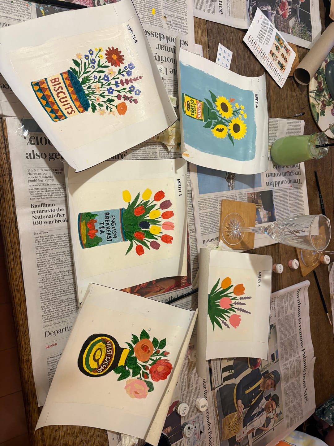 Customer photo review of 6 Mini Paintings - Flowers in Cans Set