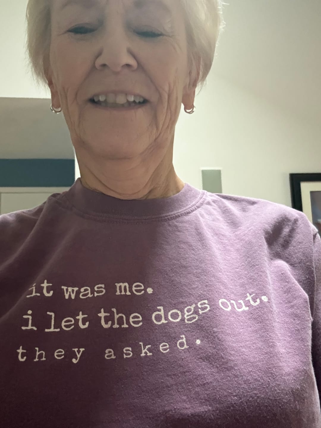 Customer photo review of I let the dogs out T-Shirt