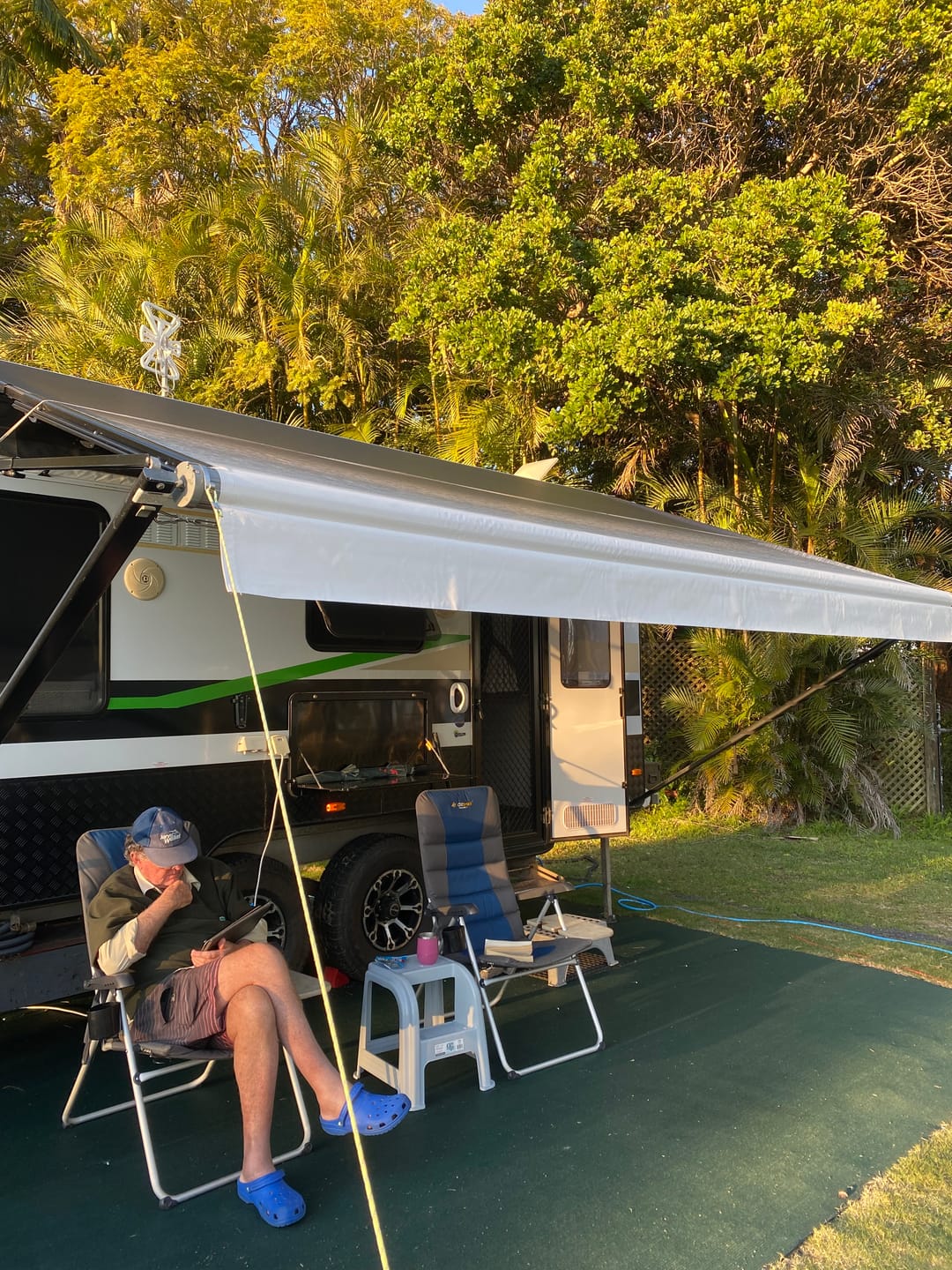 Customer photo review of Awning Replacement Vinyl - Black Fade WA1001 White Flap
