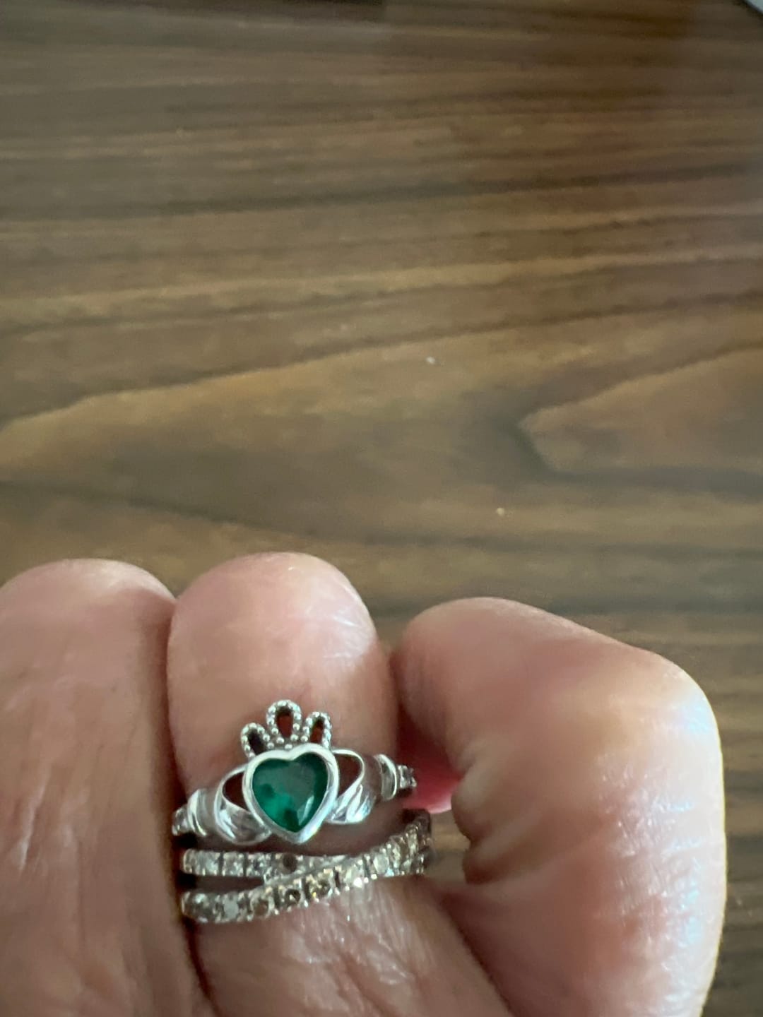 Customer photo review of The Claddagh™ Ring — 18K White Gold | Emerald Heart