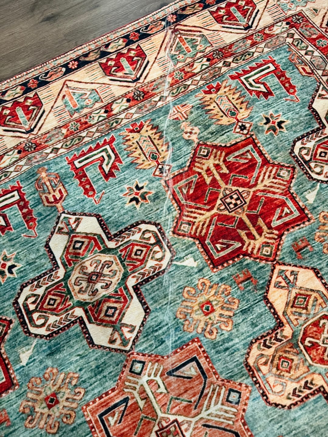 Customer photo review of Ottoman Turquoise Washable Rug