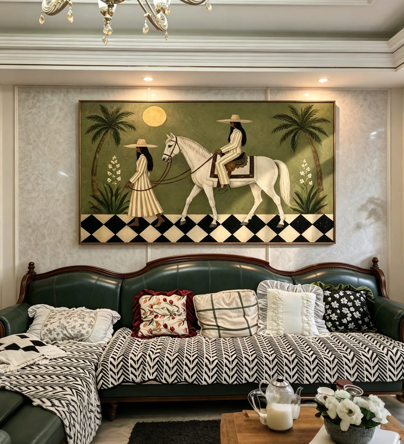 Customer photo review of Olive Courtyard White Horse Painting