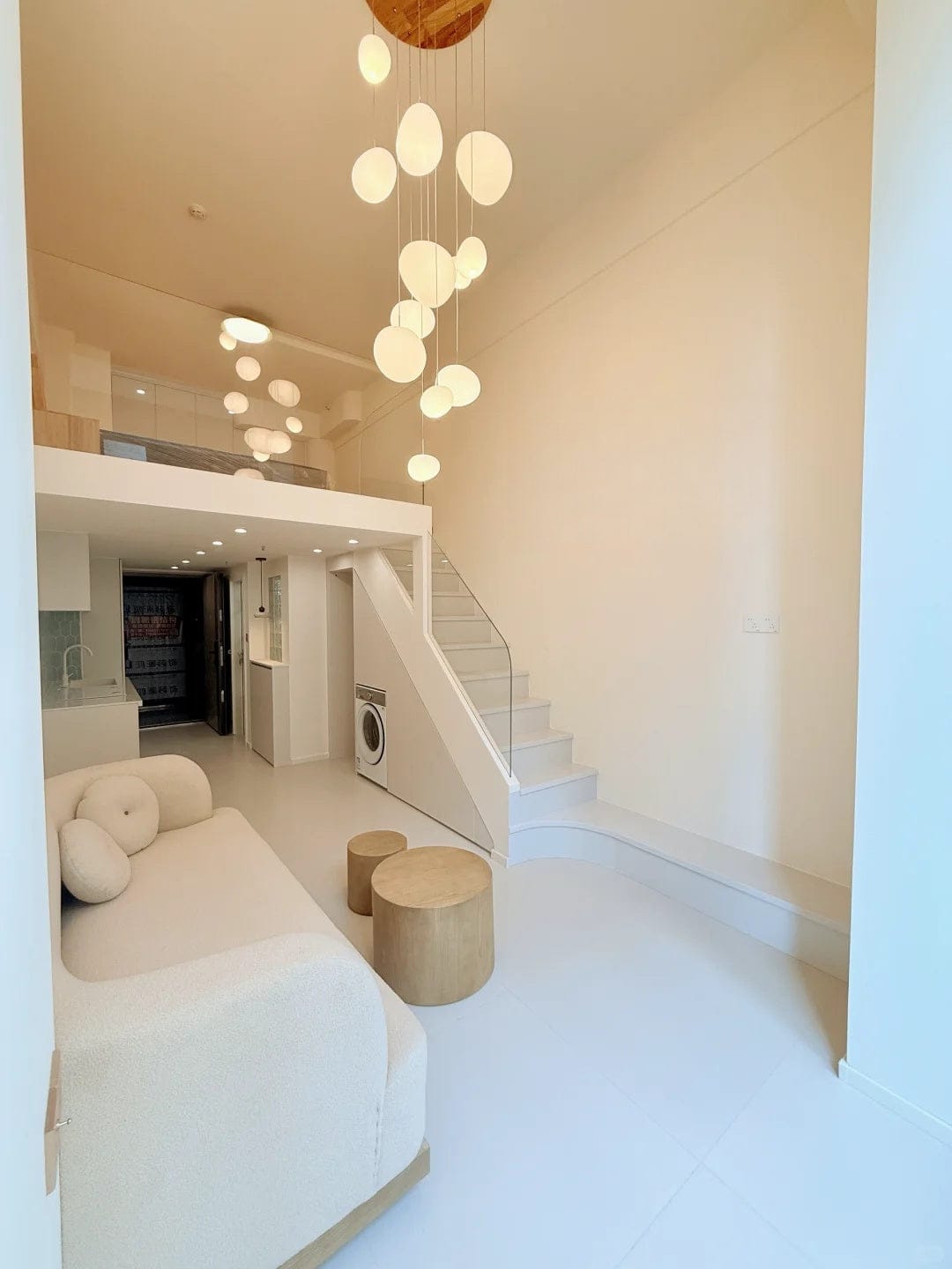 Customer photo review of Nordic Minimalist Stone-Looking Hanging Lights for Staircase