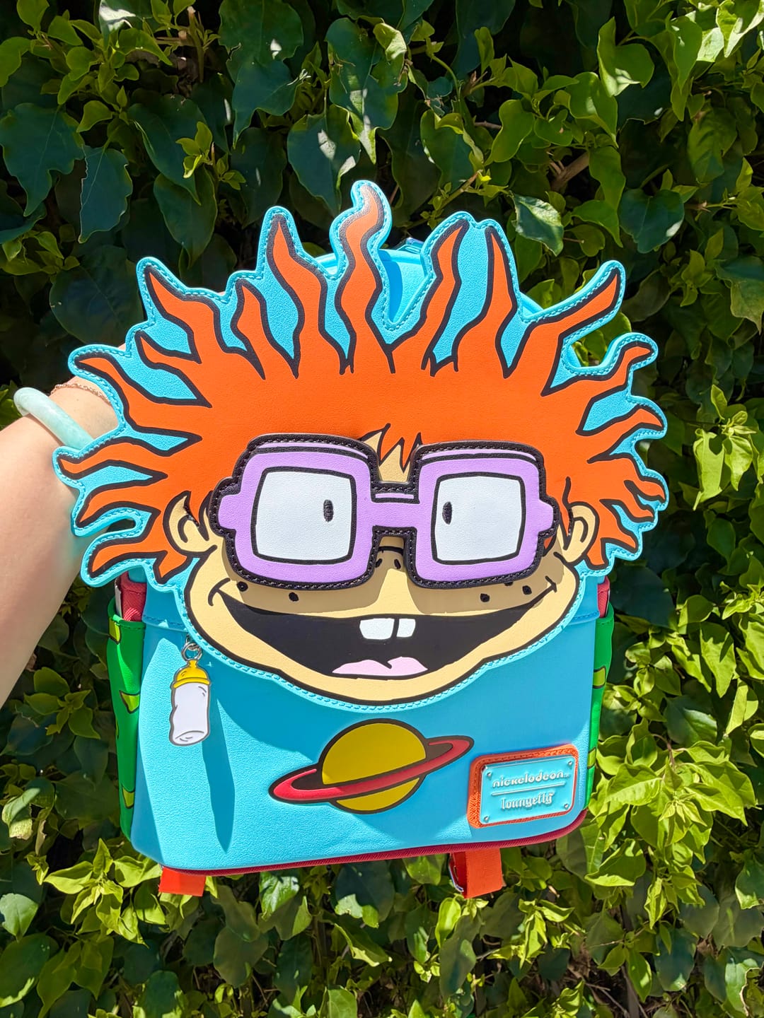 Customer photo review of Loungefly Nickelodeon Rugrats Chuckie Cosplay Mini Backpack With Removable Glasses - 707 Street Exclusive
