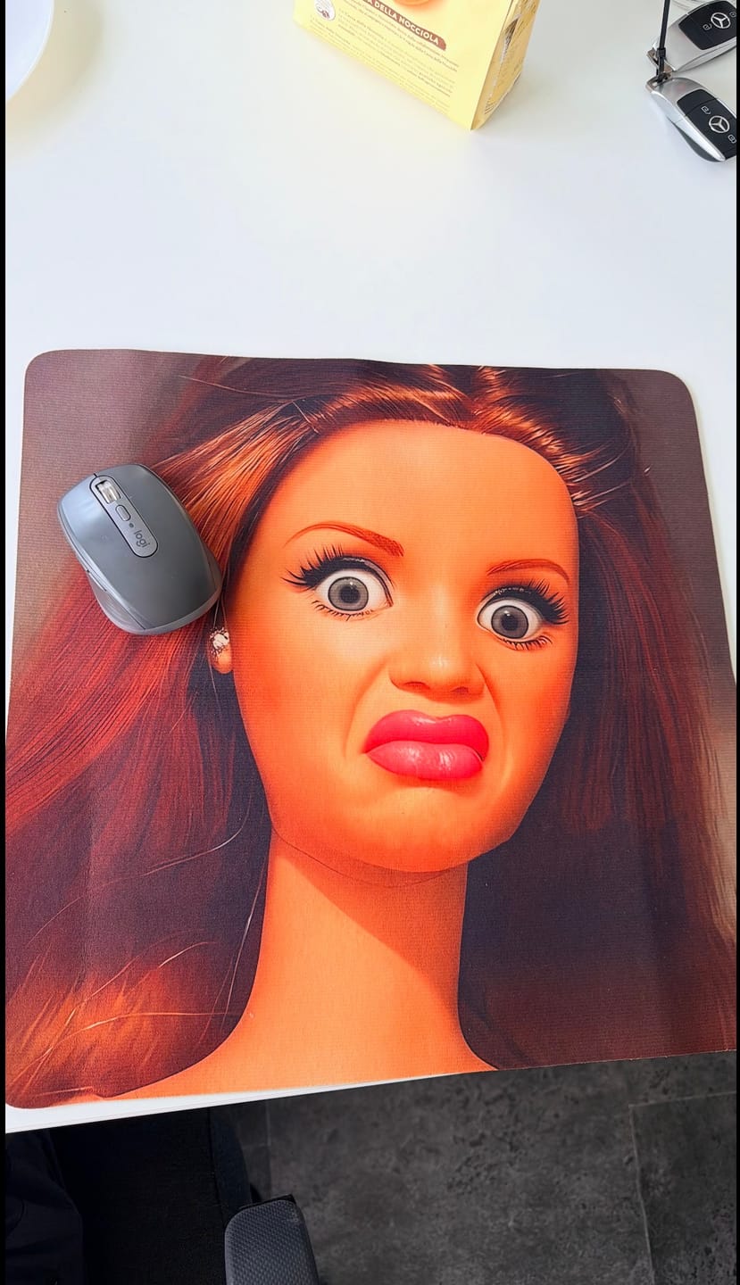 Customer photo review of Funny Face Mouse Pad