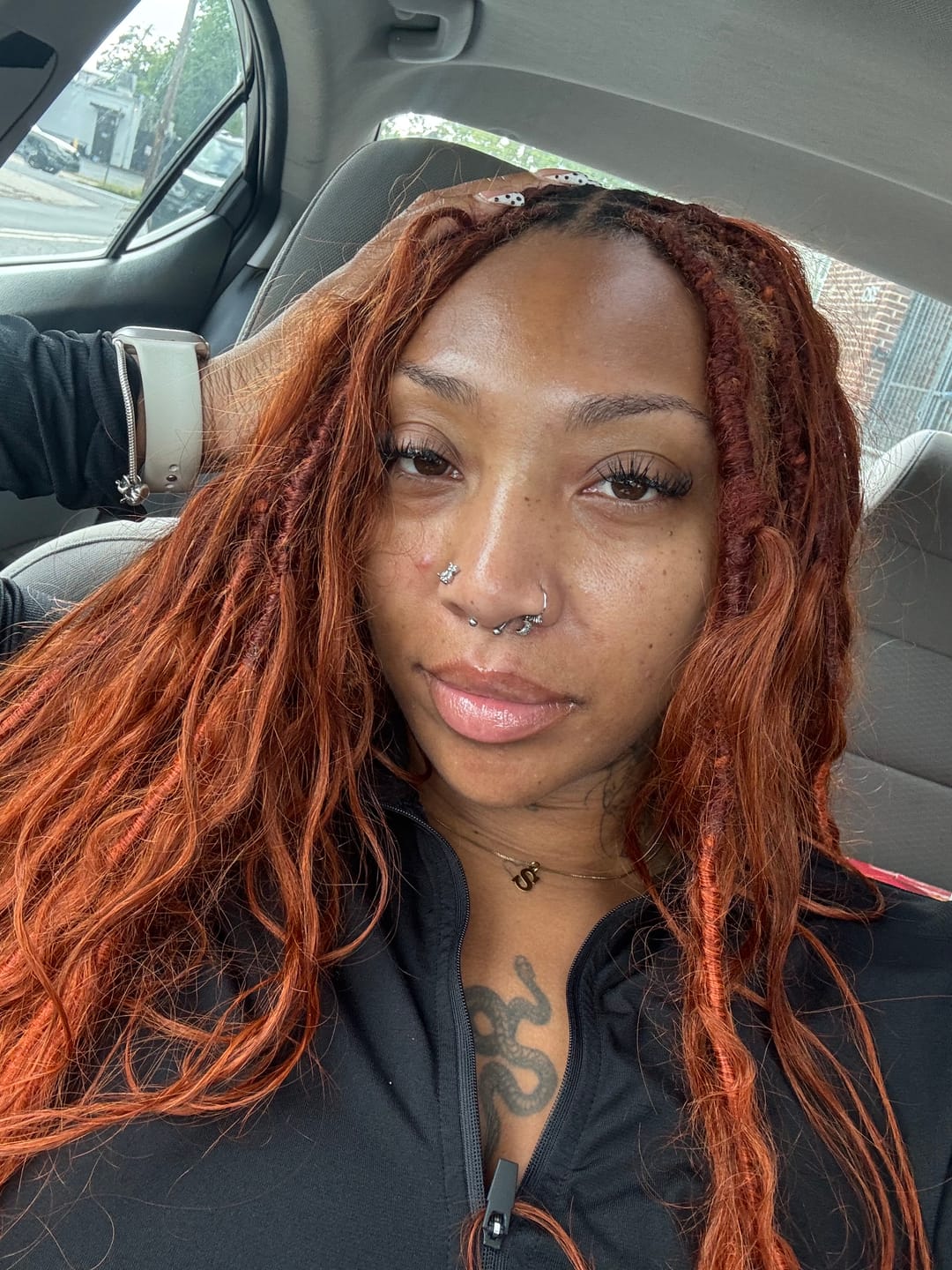 Customer photo review of #350 Solid Ginger Crochet Boho Locs with Human Hair Curls