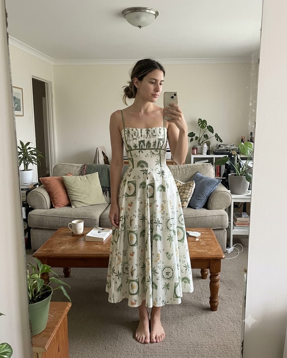 Customer photo review of Kadın Çizgili V Yaka Kolsuz Desenli Maxi Davet Elbisesi