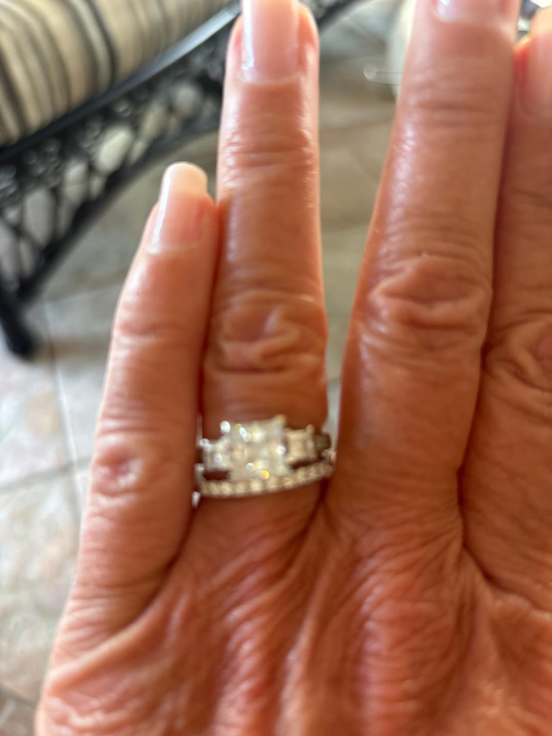 Customer photo review of Classic Wedding Band - Moissanite
