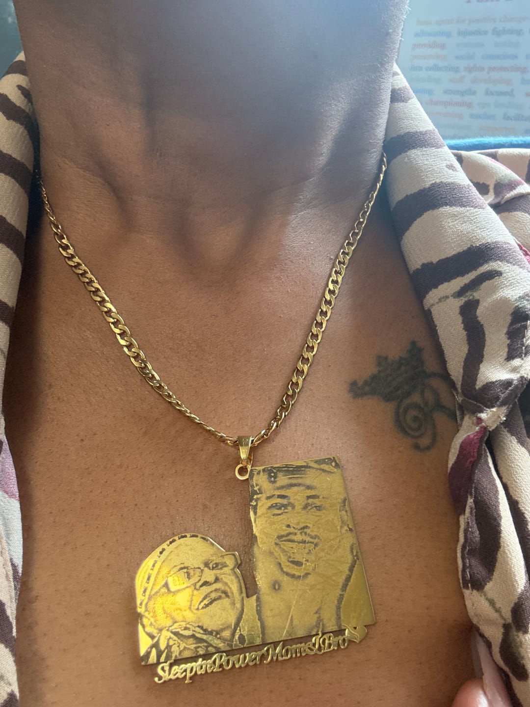 Customer photo review of Custom Photo Engraved Pendant Necklace