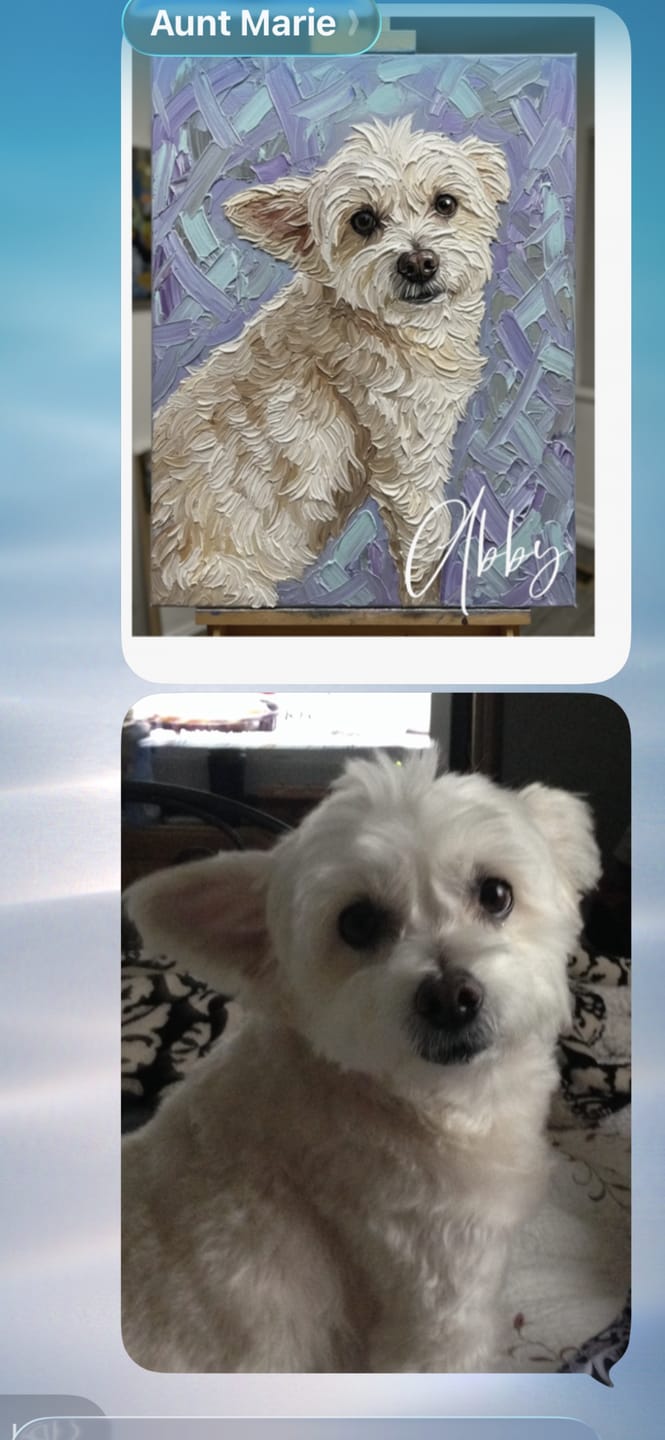 Customer photo review of Personalized Modern Painting Texture Style Pet Photo Canvas Prints with Name Warm Minimalist Home Decor Ship from USA Birthday Gift for Pet Lovers