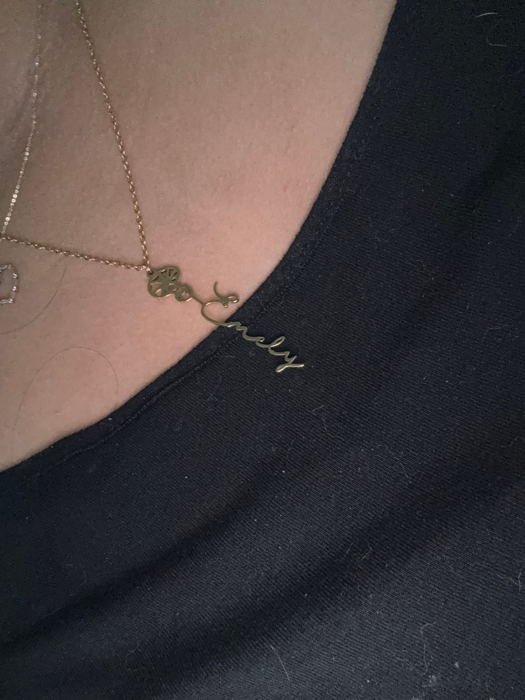 Customer photo review of Birth Flower Name Necklace