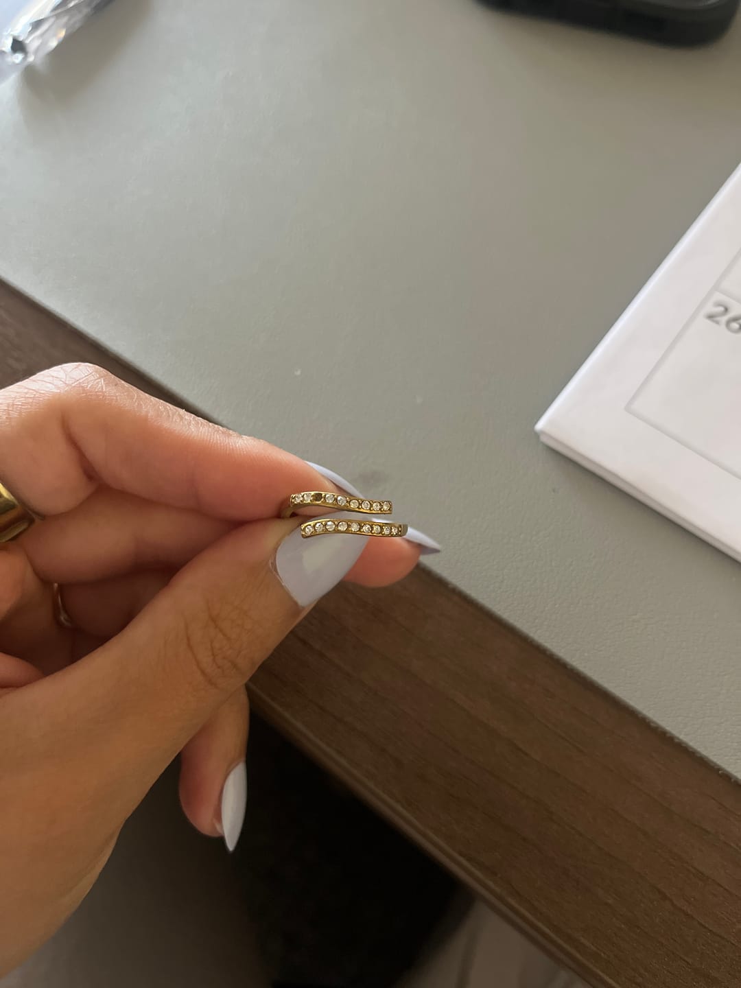 Customer photo review of Layered Gold & Crystal Wrap Ring