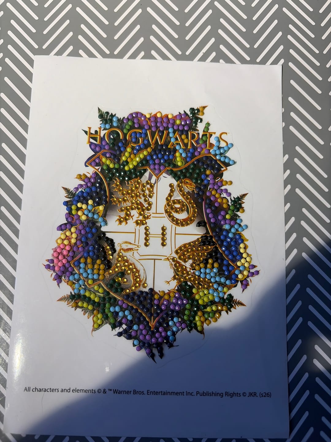 Customer photo review of Harry Potter Hogwarts Crest Crystal Art Sticker Special Edition